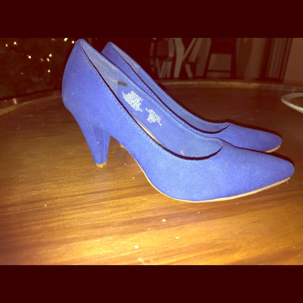 Cobalt Blue faux suede heels